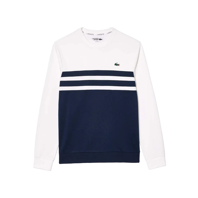 White-Navy - Front - Lacoste Mens Interlock Stretch Tennis Sweatshirt