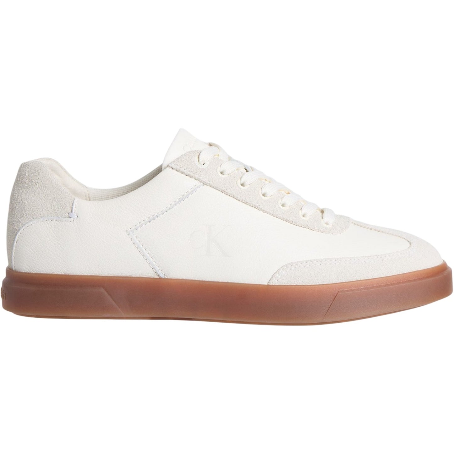Marshmallow - Pack Shot - Calvin Klein Womens-Ladies Jeans Leather Flat Trainers