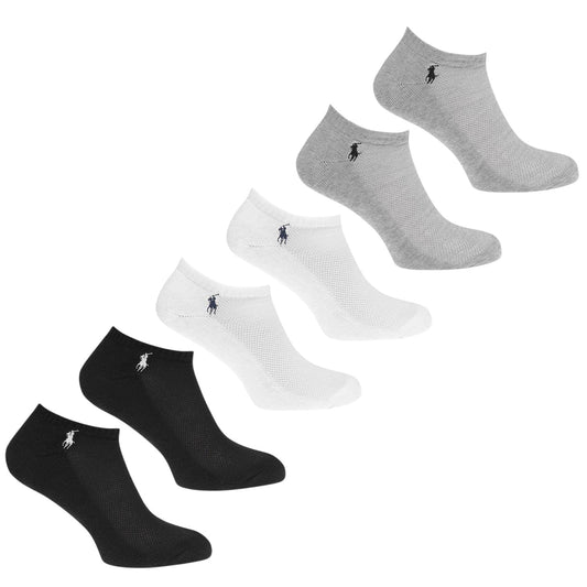 Multicoloured - Front - Ralph Lauren Mens Polyester Trainer Socks (Pack of 6)