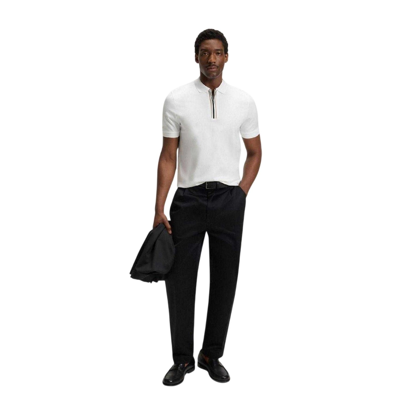 White - Side - Boss Mens Paras 65 Mercerised Cotton Polo Shirt