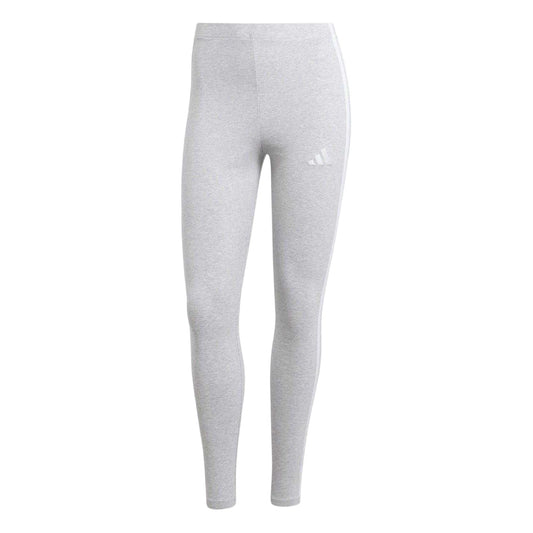 Medium Grey - Front - Adidas Womens-Ladies 3 Stripes Workout Leggings