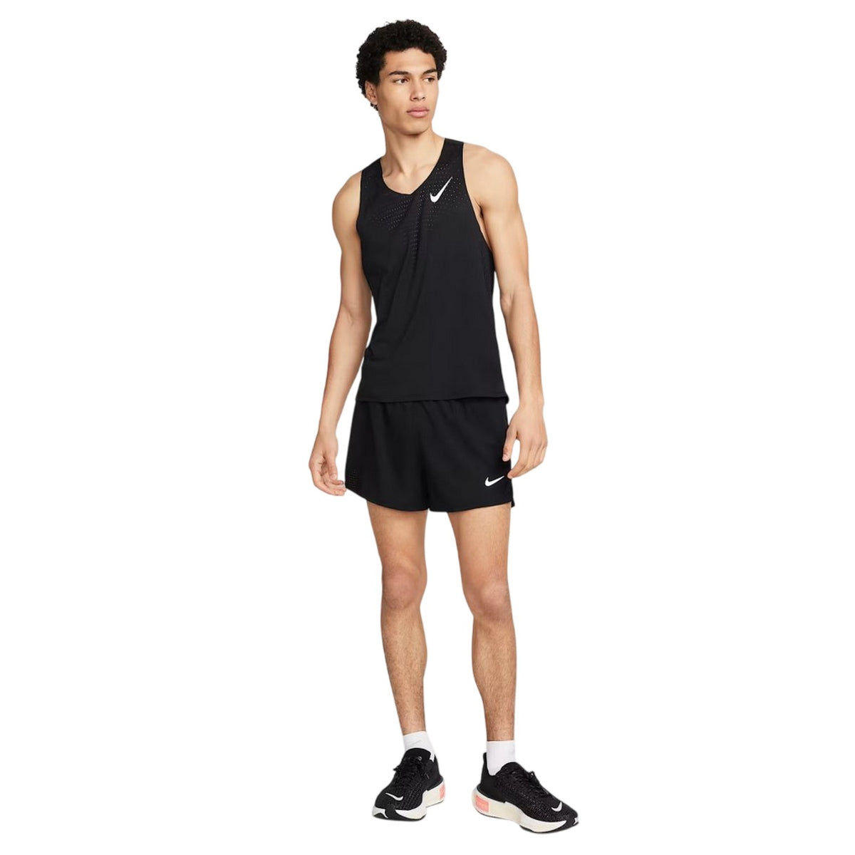 Black-White - Side - Nike Mens Aero Swift Dri-FIT Vest Top
