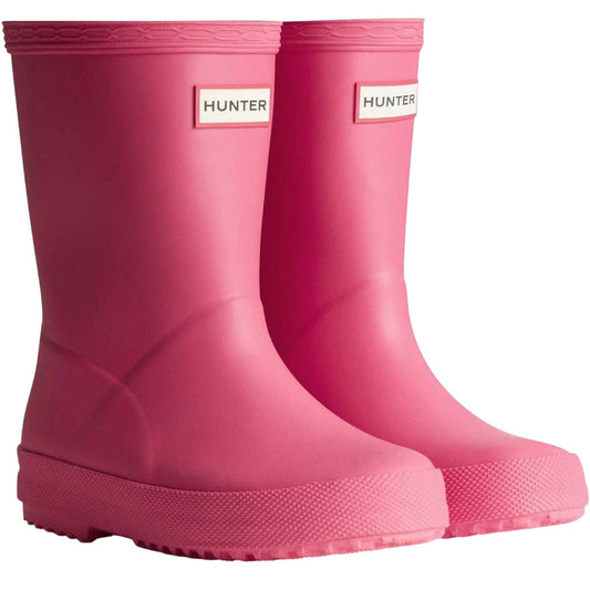 Pink - Front - Hunter Childrens-Kids Flatform Wellington Boots