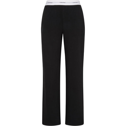 Black - Front - Calvin Klein Womens-Ladies Jersey Open Hem Jogging Bottoms