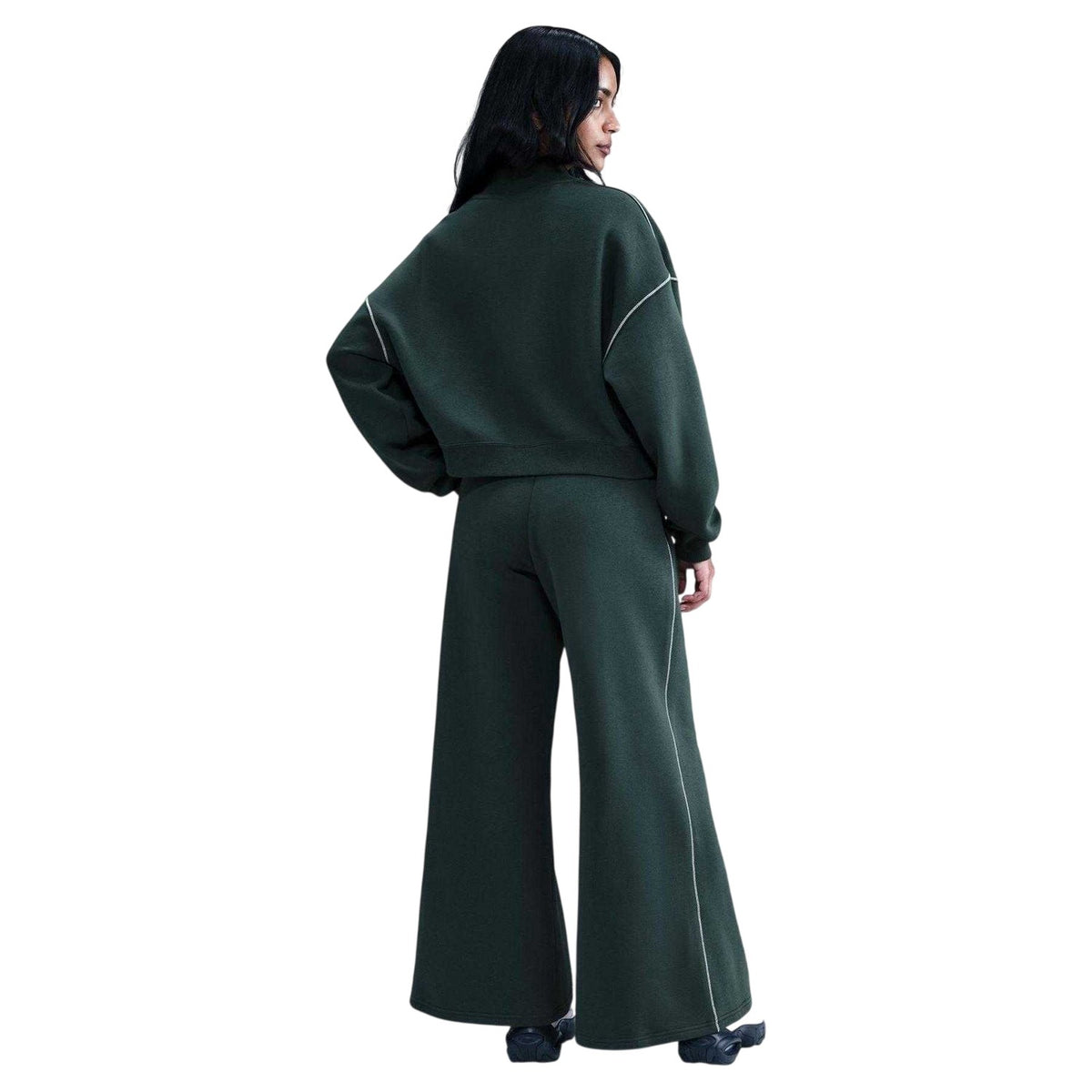 Seaweed - Back - Nike Womens-Ladies Logo Outline Wide Leg Tracksuit Bottoms