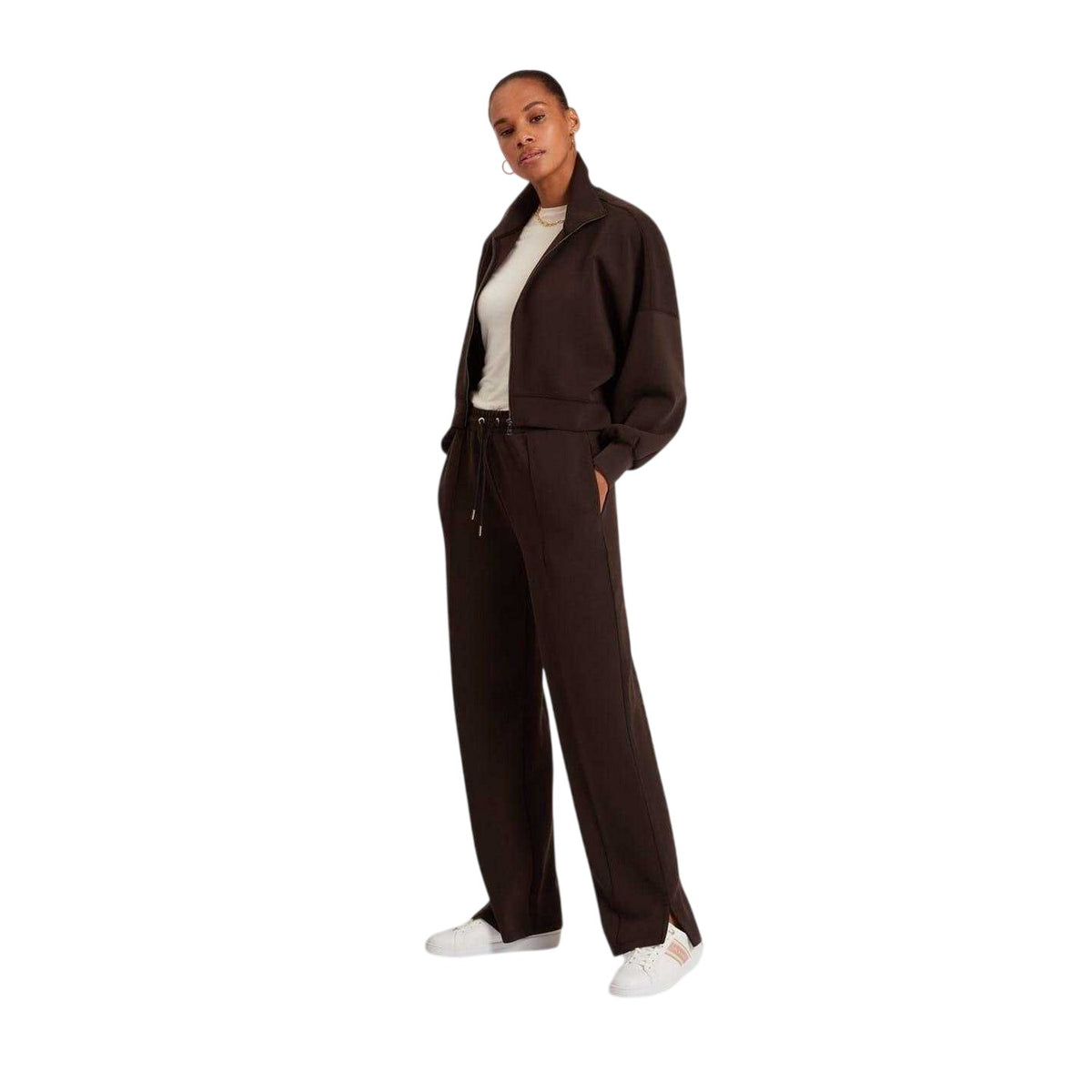 Dark Brown - Side - Ted Baker Womens-Ladies Open Hem Jogging Bottoms