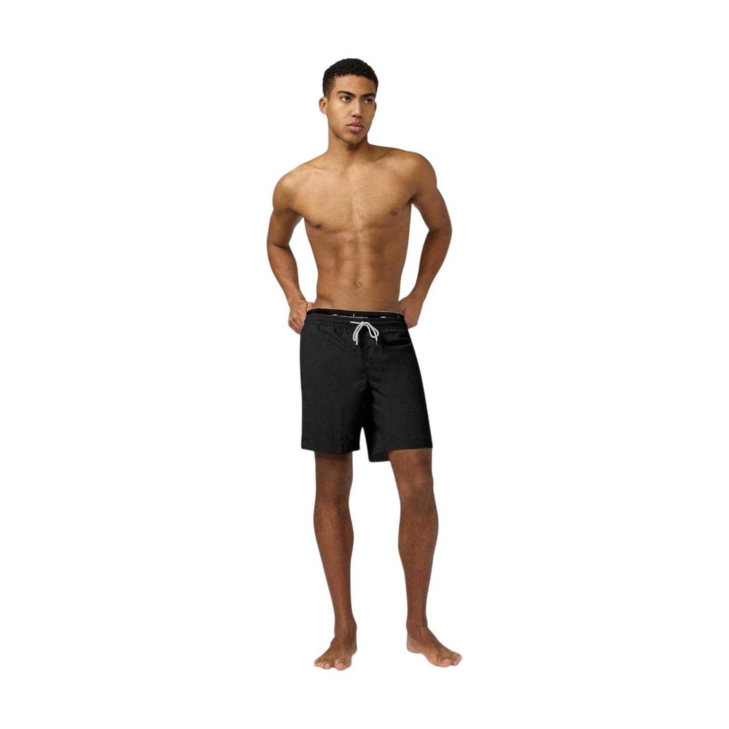 Black - Side - Champion Mens Embroidered Logo Swim Shorts