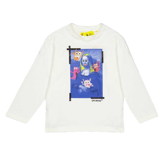 White-Blue - Front - Off White Unisex Adult Graphic Print T-Shirt