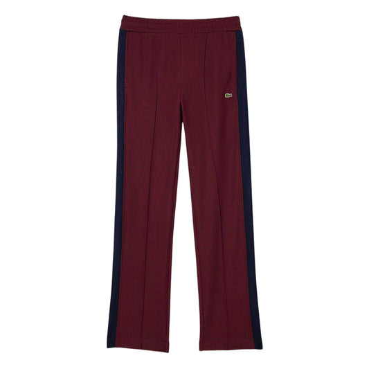 Red - Front - Lacoste Womens-Ladies Organic Cotton Side Stripe Joggers