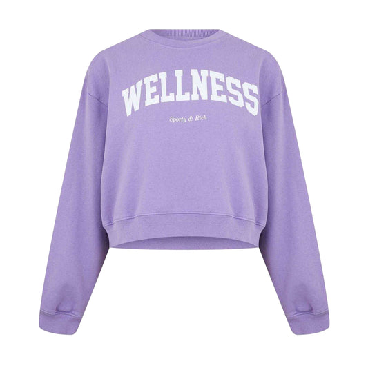 Violet - Front - Wellness Womens-Ladies Crew Neck Crop Sweatshirt