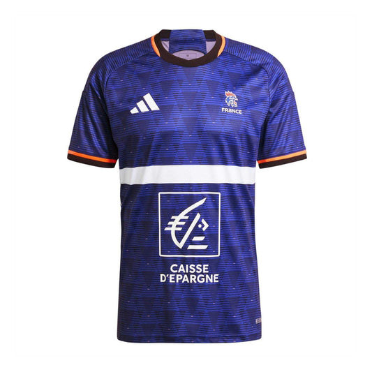 Lucid Blue - Front - Adidas Mens France Short-Sleeved Handball Jersey