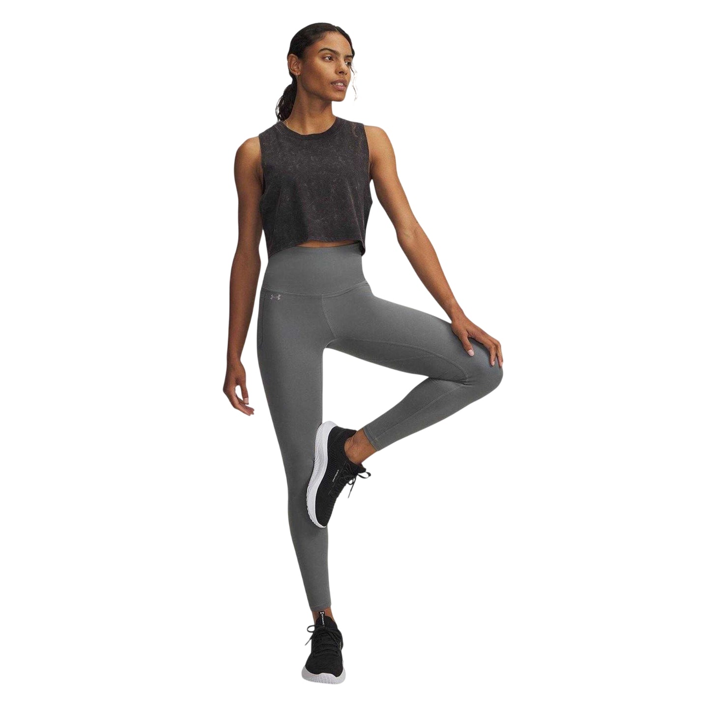 Green-Titanium - Side - Under Armour Womens-Ladies Motion Performance Tight Gym Leggings