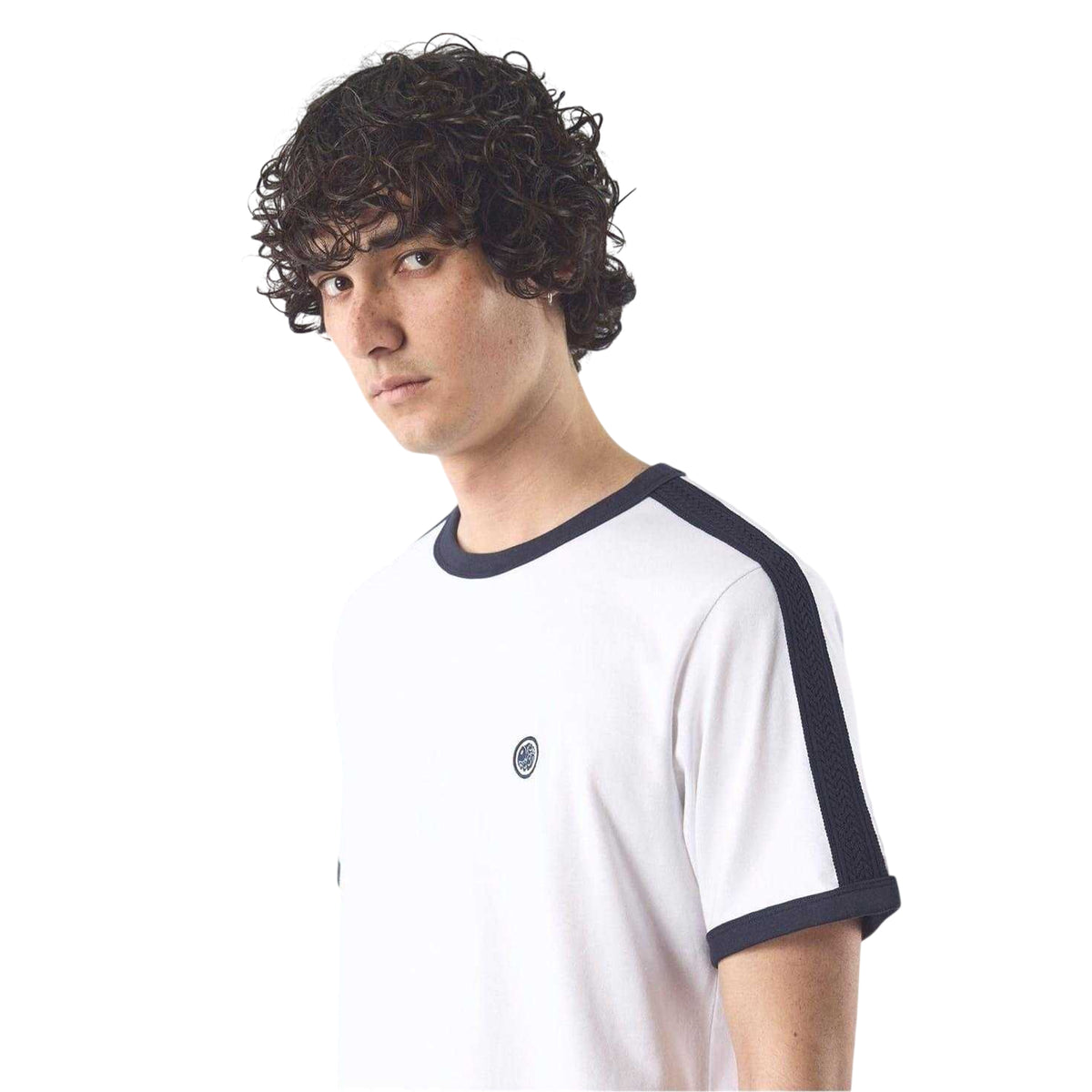 White - Side - Pretty Green Mens Denton Cotton Regular T-Shirt