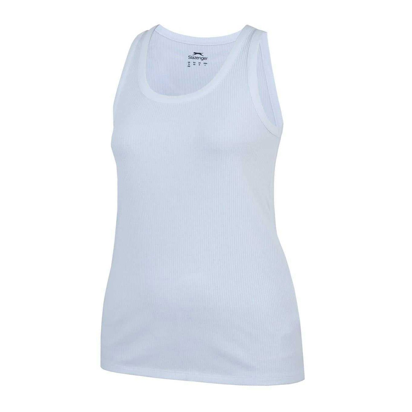 White - Side - Slazenger Womens-Ladies Logo Cotton Vest Top