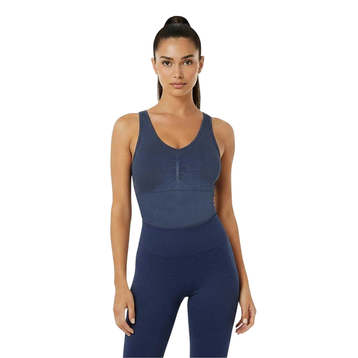 Navy - Side - USA Womens-Ladies Nylon Sleeveless Vest Top
