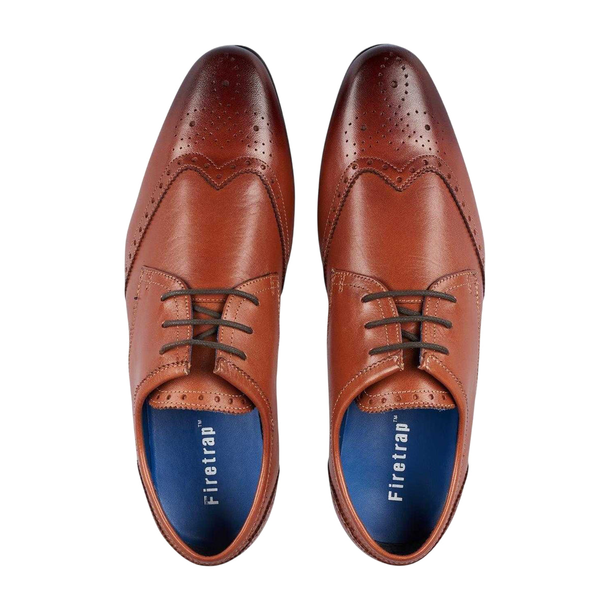 Brown - Pack Shot - Firetrap Mens Beaufort Leather Formal Dress Shoes