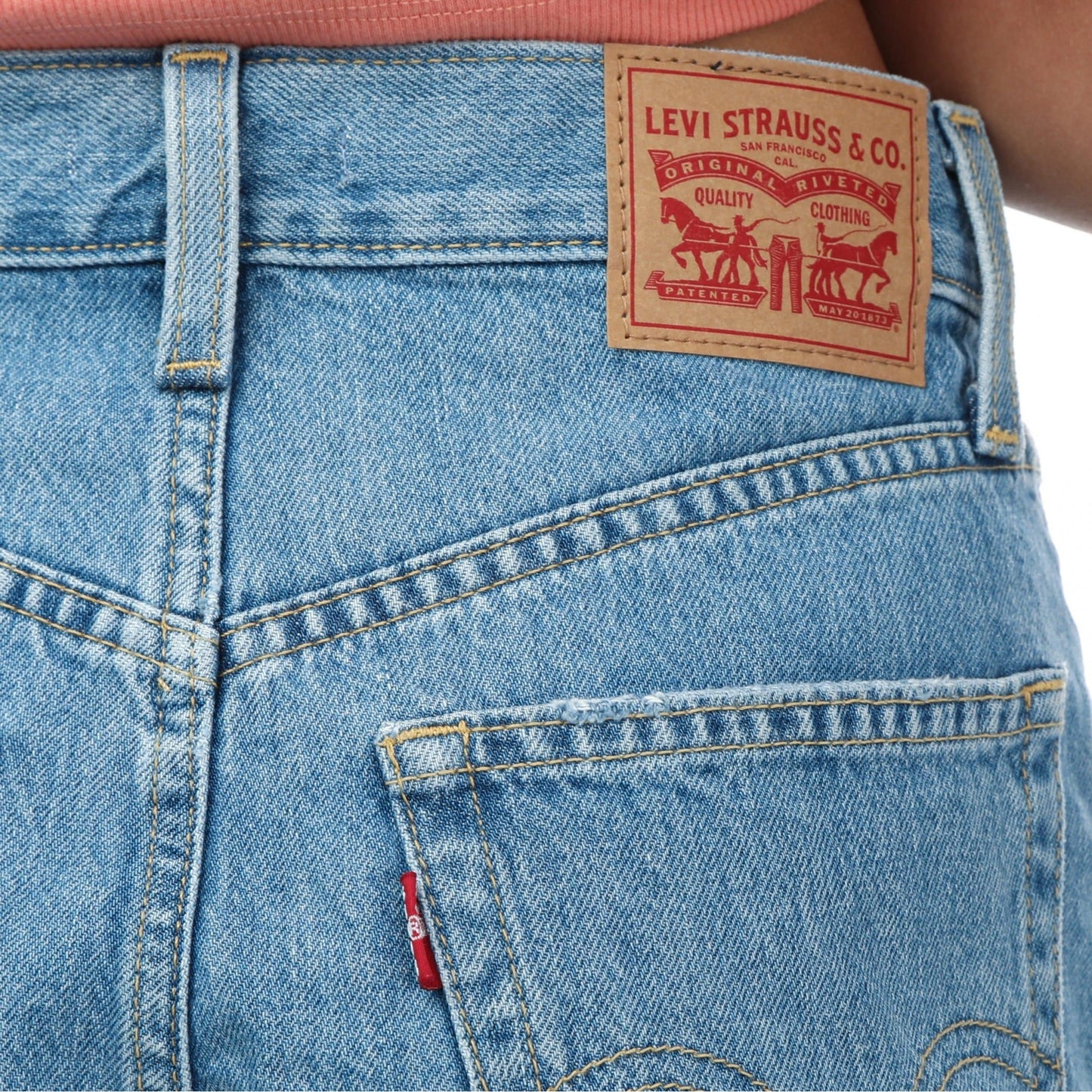Denim - Side - Levis Womens-Ladies High Waist Mom Shorts