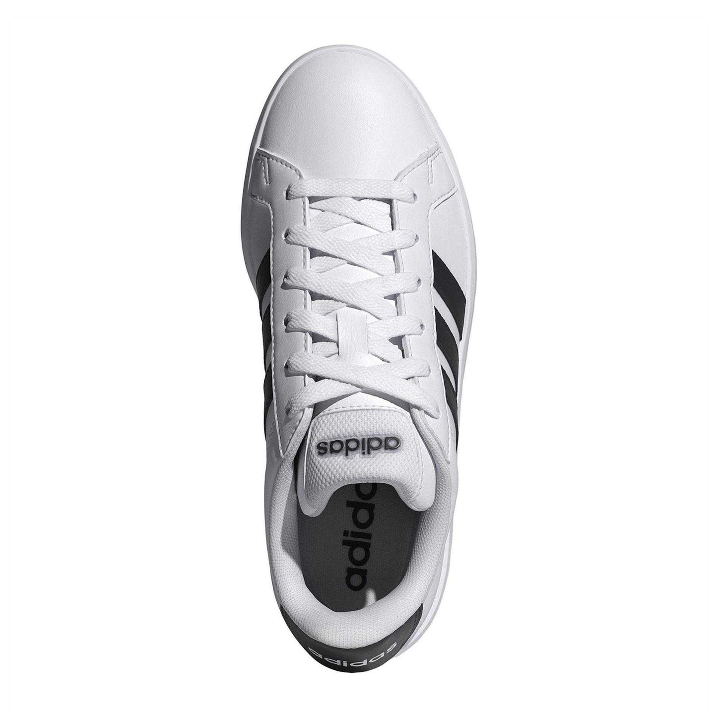 White-Black - Pack Shot - Adidas Womens-Ladies Grand Court 2.0 Flat Trainers