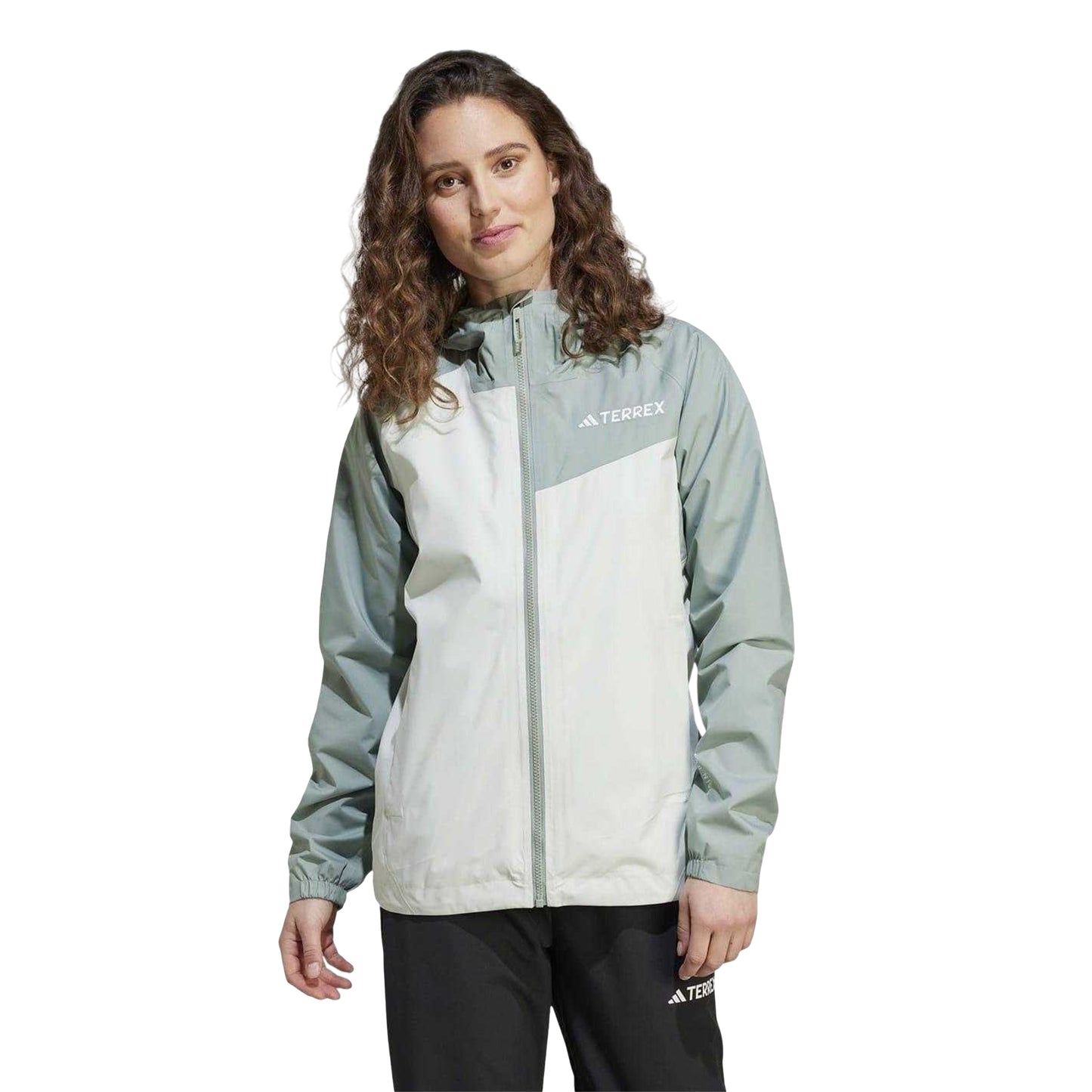 Linen Green - Side - Adidas Womens-Ladies Terrex Two Tone Rain.RDY Jacket