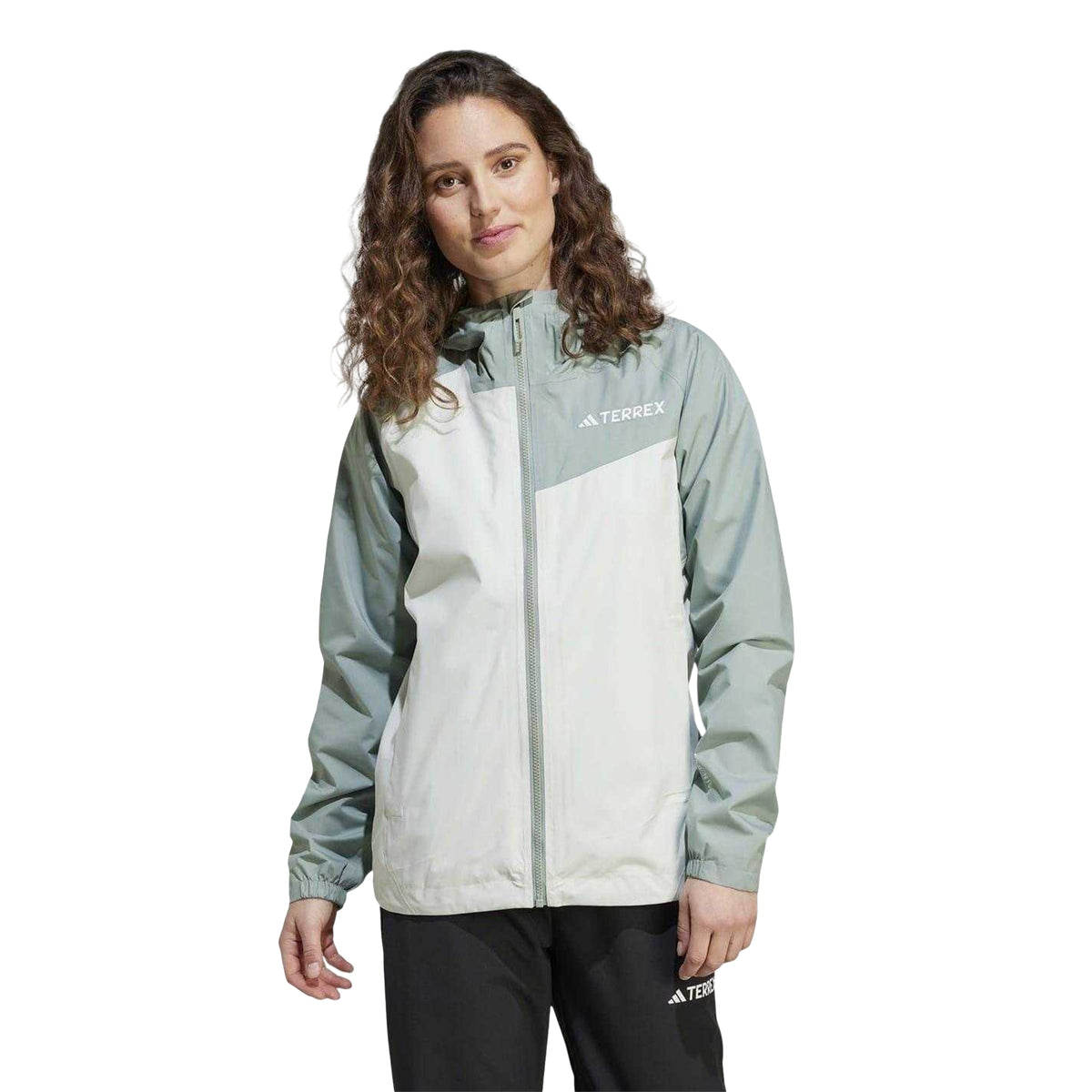 Linen Green - Side - Adidas Womens-Ladies Terrex Two Tone Rain.RDY Jacket