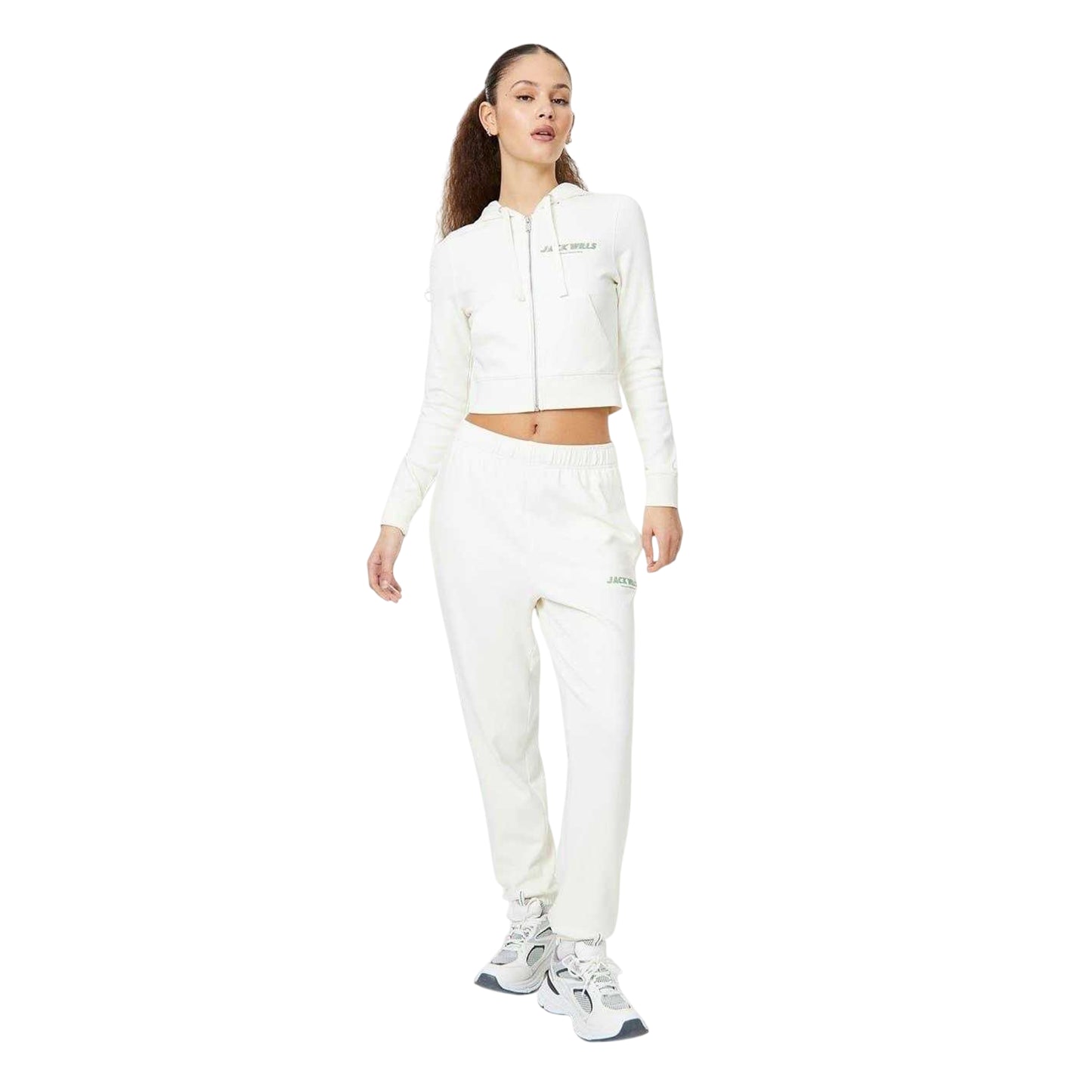 Vintage White - Side - Jack Wills Womens-Ladies Interlock Joggers