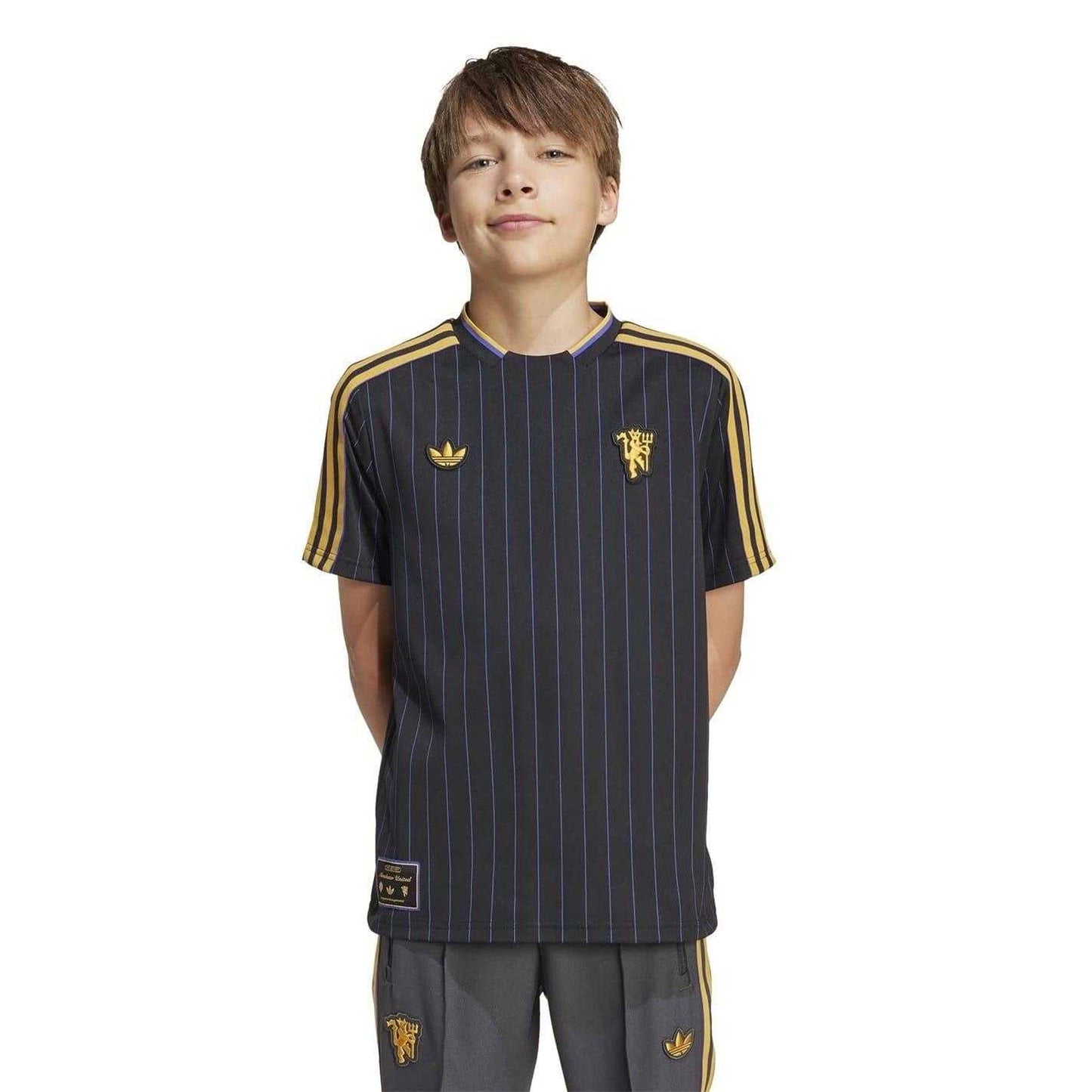 Black - Side - Adidas Childrens-Kids Terrace Icons Manchester United FC T-Shirt