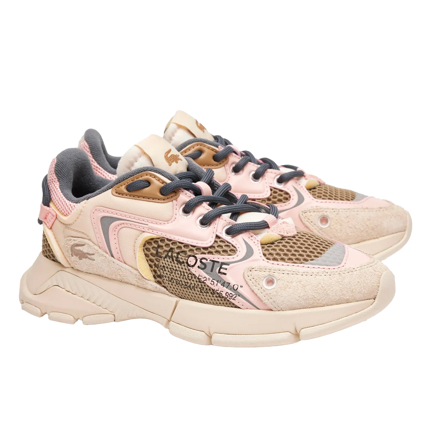 Off White - Pack Shot - Lacoste Womens-Ladies L003 Neo Leather Detailing Trainers
