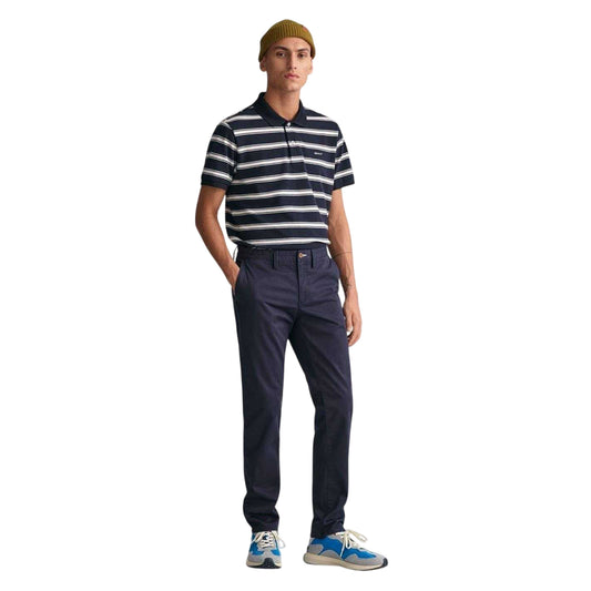 Navy - Front - Gant Mens Twill Slim Chinos