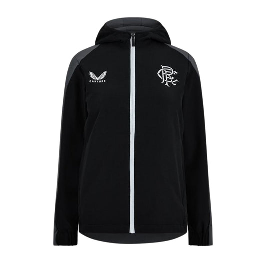 Black - Front - Castore Womens-Ladies Rangers FC Relaxed Fit Windbreaker