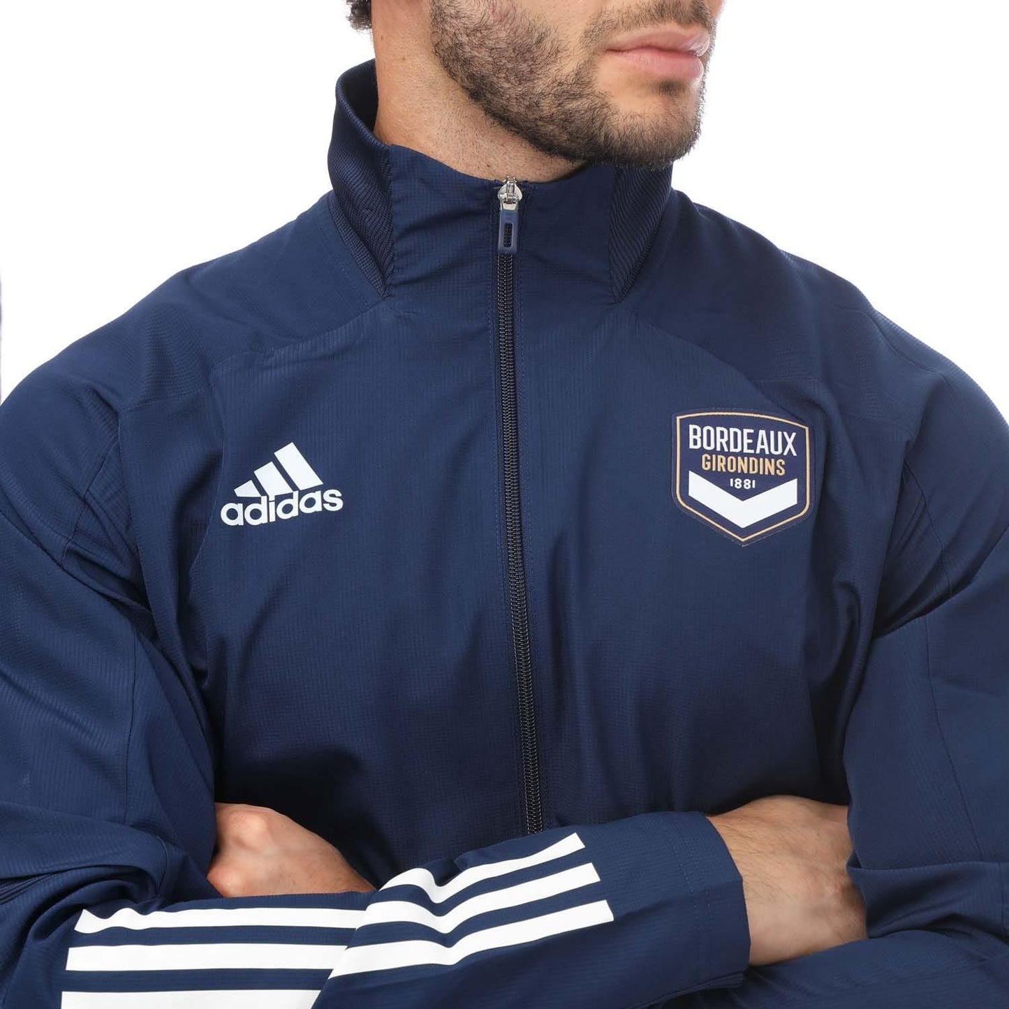 Navy - Side - Adidas Mens Bordeaux 2020-21 Pre Match Present Jacket