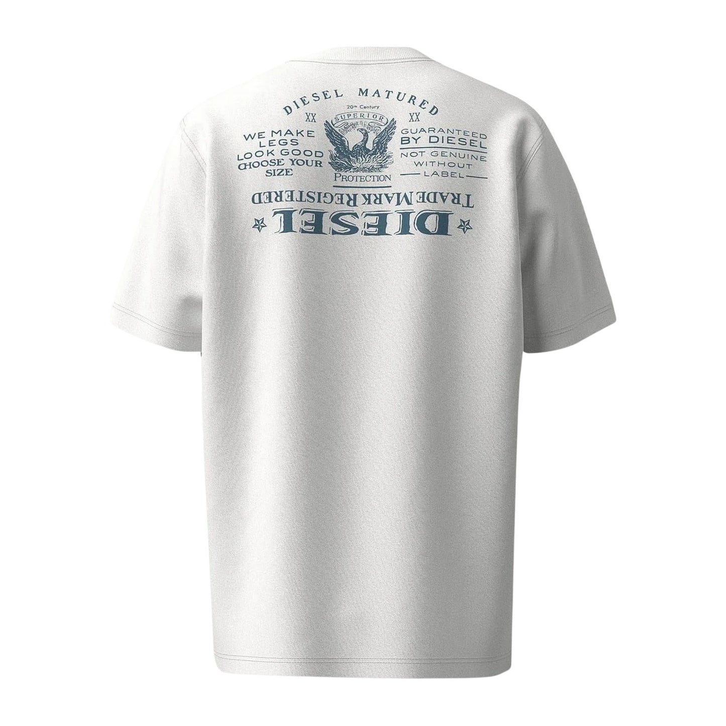 White - Back - Diesel Mens Upside Down Back Print T-Shirt