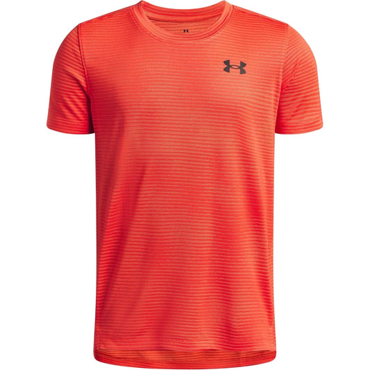 Red-Black - Front - Under Armour Mens Horizontal Stripe Jacquard Logo Top