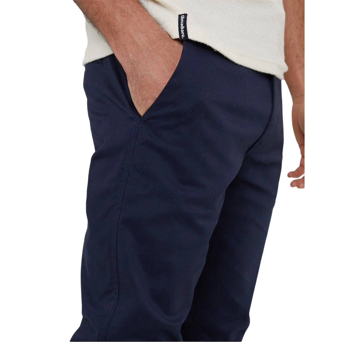 Navy-Dark Stone - Side - Threadbare Mens Slim Chinos