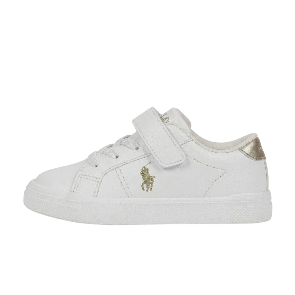 White-Gold - Back - Ralph Lauren Childrens-Kids Sutton Trainers