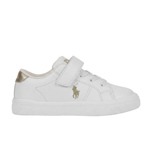 White-Gold - Front - Ralph Lauren Childrens-Kids Sutton Trainers