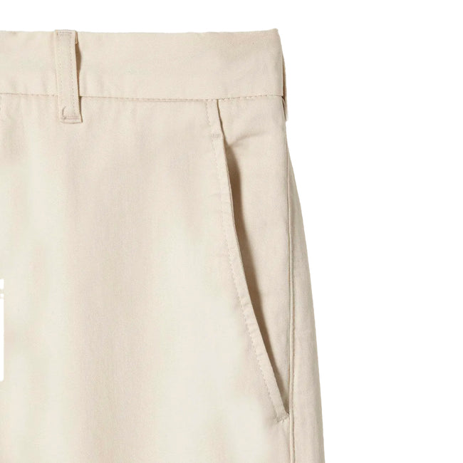 Cream - Side - Lacoste Mens Cotton Stretch Tapered Chinos