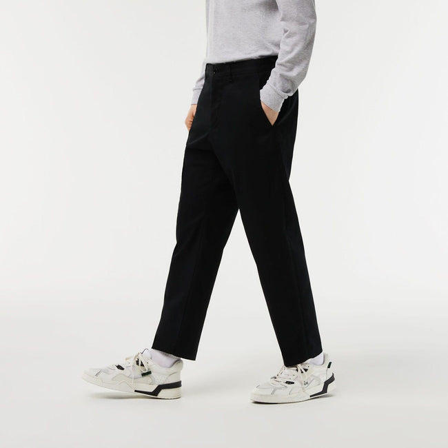 Black - Front - Lacoste Mens Cotton Stretch Tapered Chinos