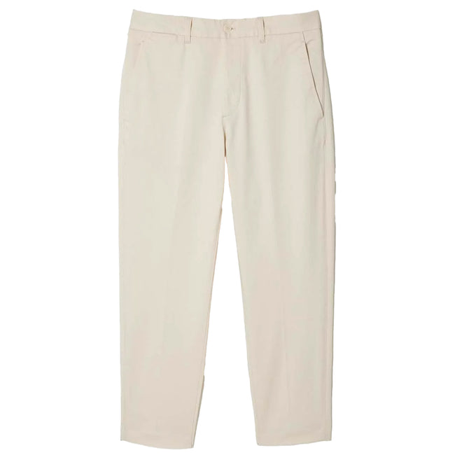 Cream - Front - Lacoste Mens Cotton Stretch Tapered Chinos
