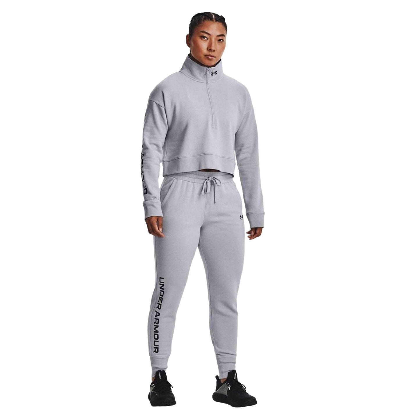 Grey - Pack Shot - Under Armour Womens-Ladies Rival Fleece Joggers