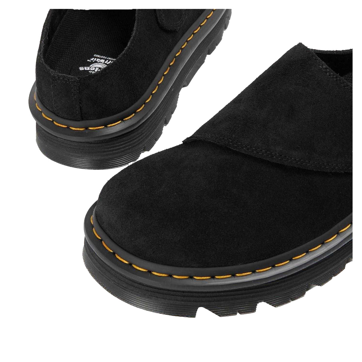 Black - Side - Dr Martens Unisex Adult Suede Platform Mules