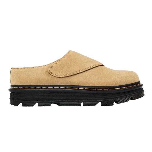 Tan - Front - Dr Martens Unisex Adult Suede Platform Mules