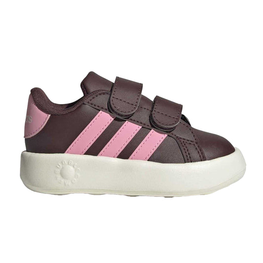 Iridescent-Pink - Front - Adidas Baby Girls Grand Court 2.0 Iridescent Trainers