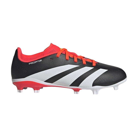Black-White-Red - Front - Adidas Childrens-Kids Predator 24 League Firm Ground Football Boots