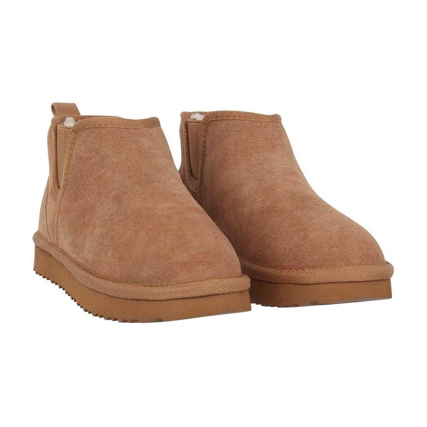 Tan - Pack Shot - Jack Wills Childrens-Kids Suede Slip-on Block Heel Chelsea Boots