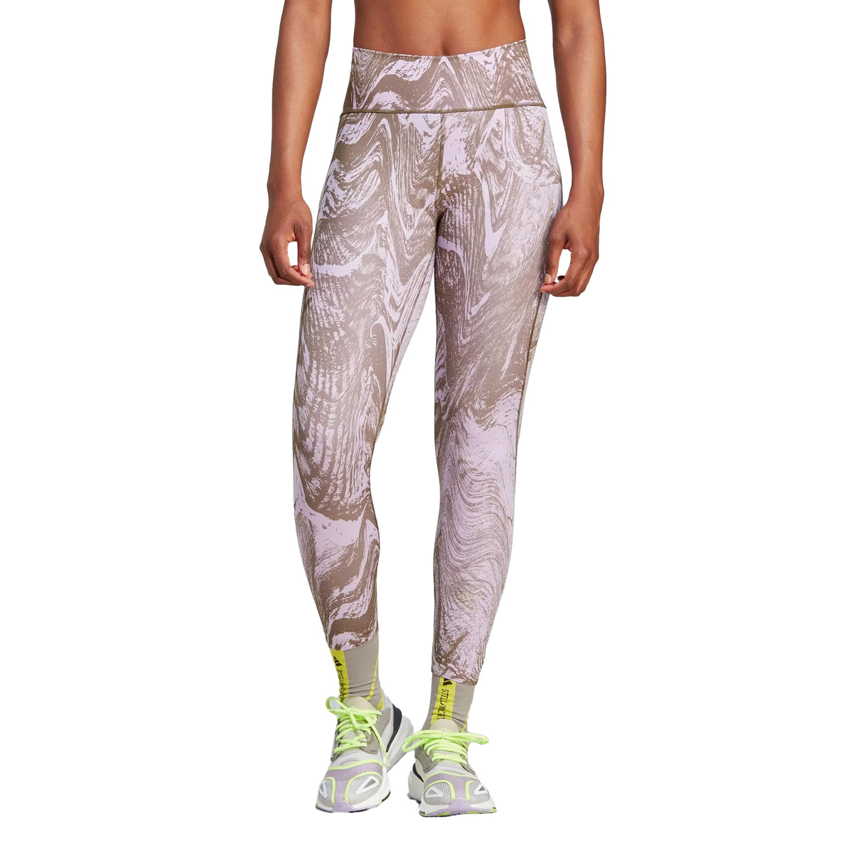 Purple - Side - Adidas Womens-Ladies Marble Leggings