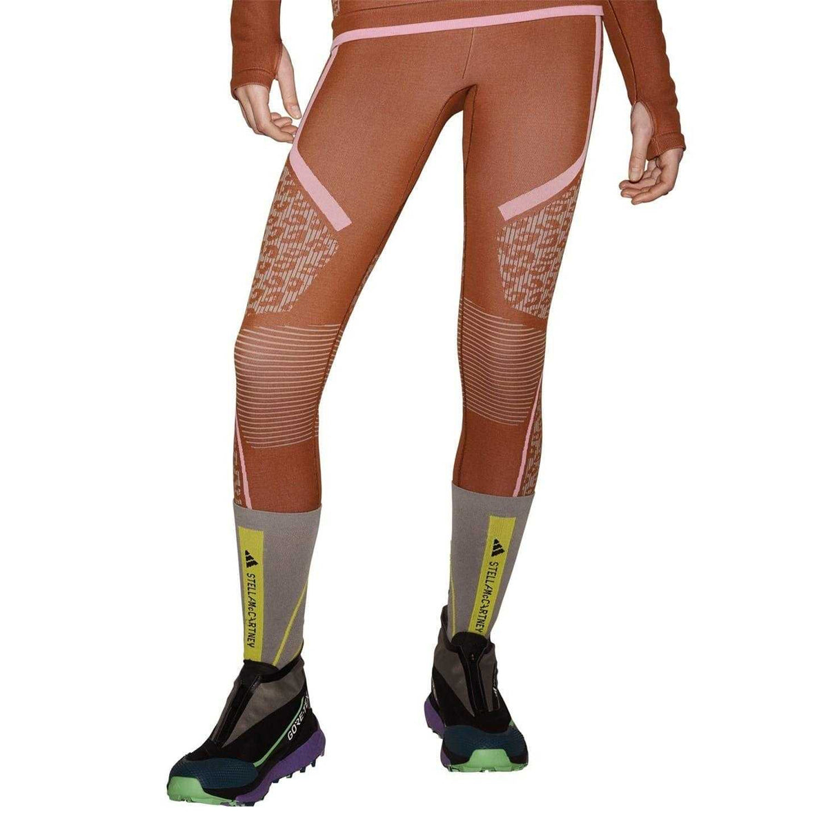 Brown - Lifestyle - Adidas Womens-Ladies Stella McCartney Geometric Shaping Leggings