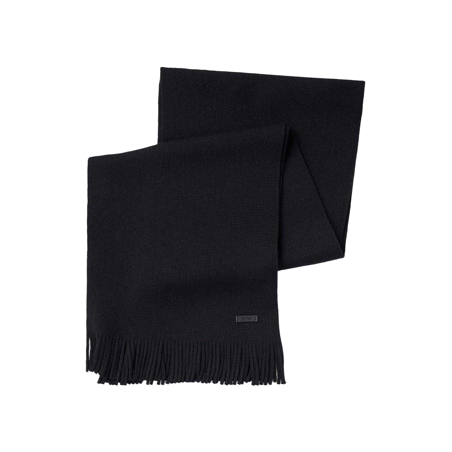 Black - Side - Boss Albas Knitted Midweight Scarf