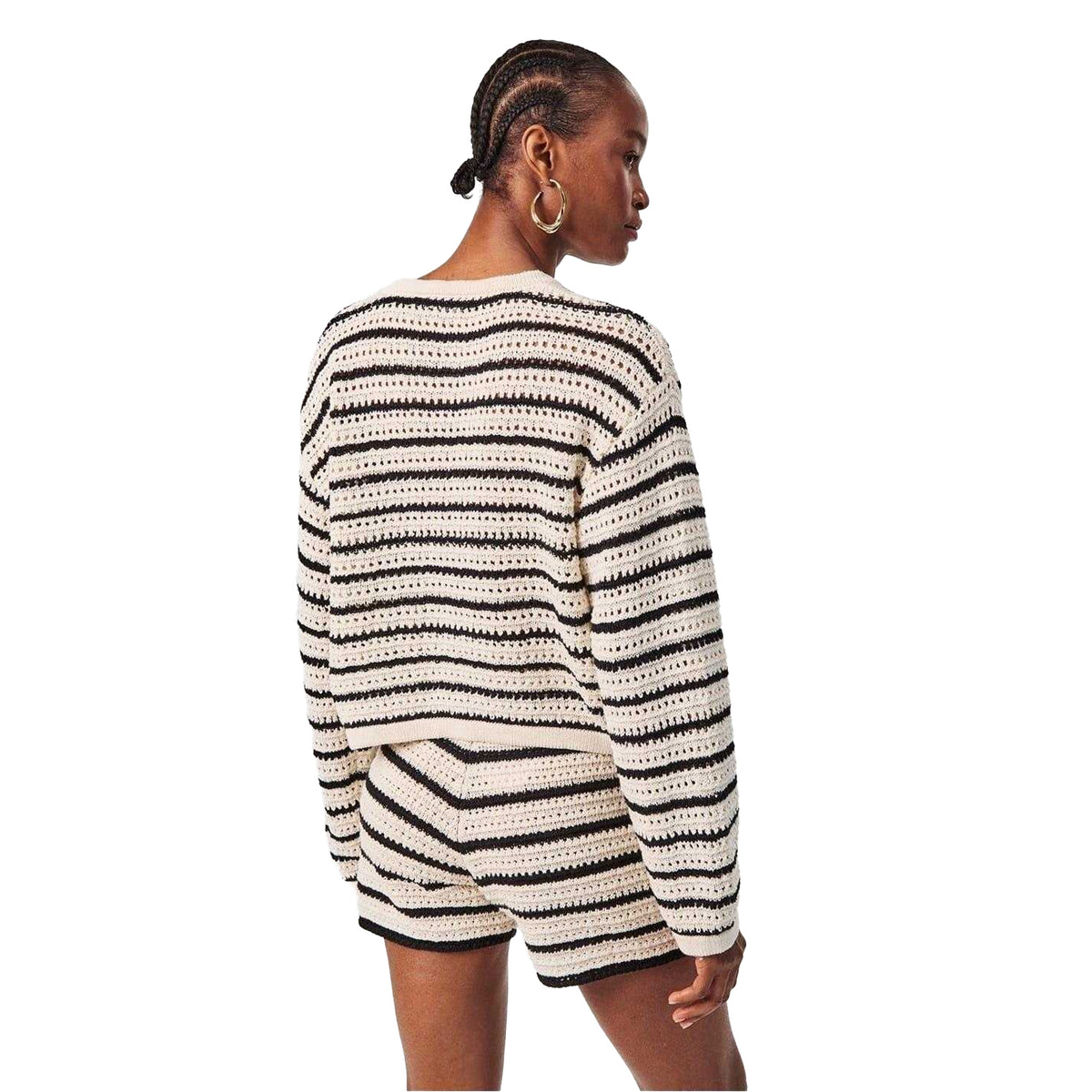 Black - Lifestyle - Edited Womens-Ladies Ida Stripe Crochet Cardigan