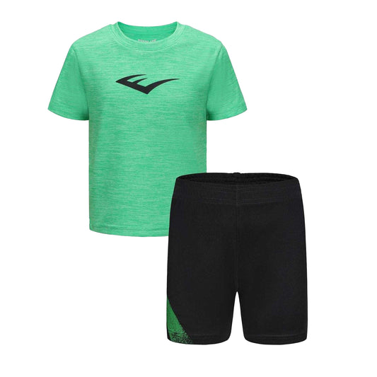 Hyper Green - Front - Everlast Boys Flex Logo T-Shirt & Shorts Set