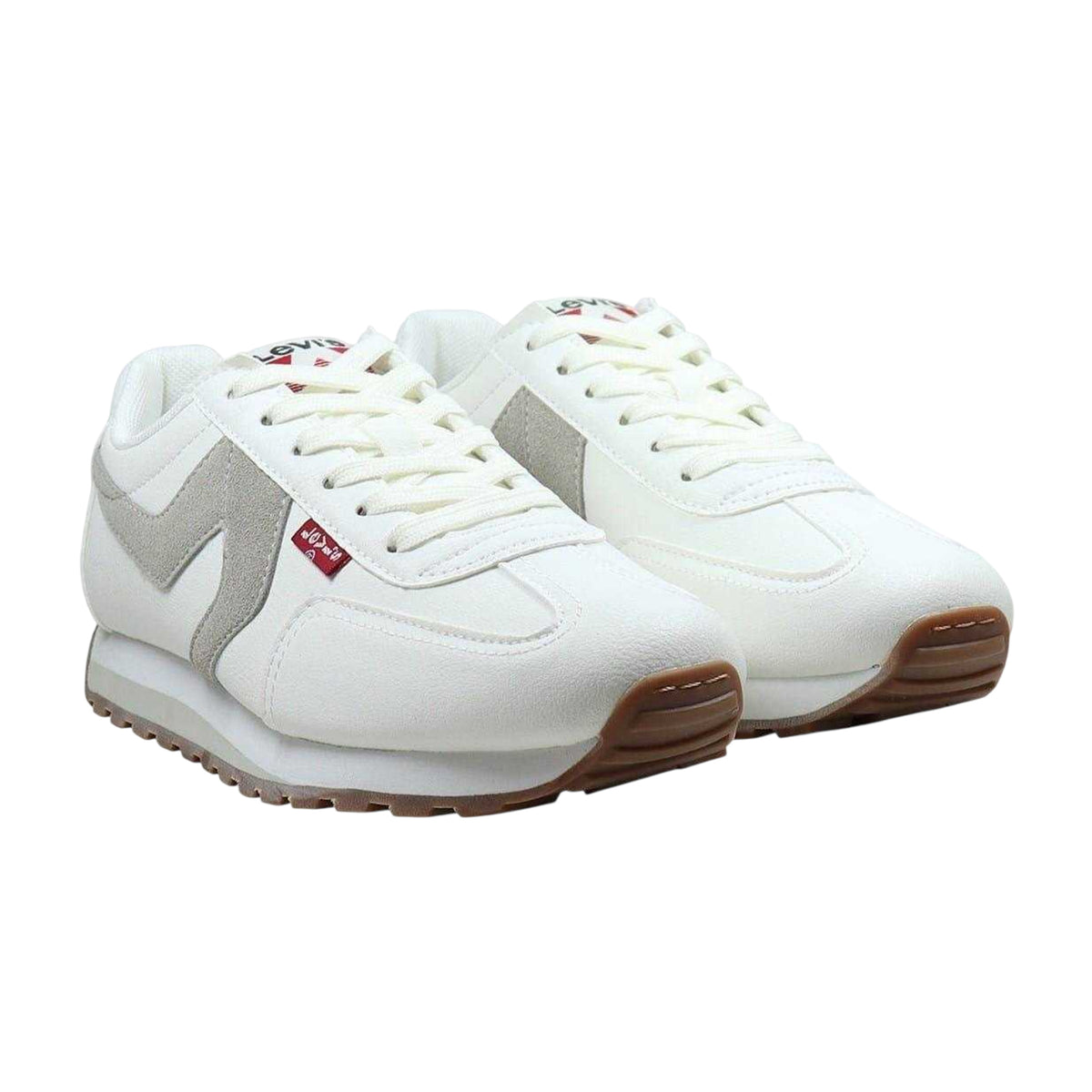 White-Stone - Pack Shot - Levis Womens-Ladies Leather Trainers